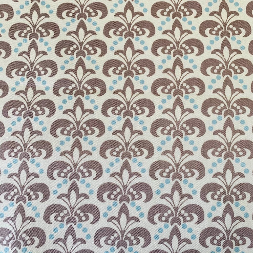 7.2 Yards Free Spirit Designer Vicki Payne Aqua Cream Gray Fleur De Lis Fabric